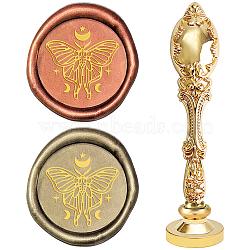 DIY Scrapbook, Brass Wax Seal Stamp and Alloy Handles, Butterfly Pattern, 103mm, Stamps: 2.5x1.45cm(AJEW-WH0128-23G)