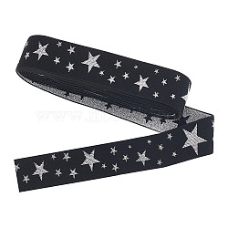 5 Yards Nylon Elastic Wide Band, Flat with Star, Elastic Band for Clothing Sewing, Silver, 40mm(DIY-GO0001-37)