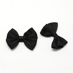 Handmade Woven Costume Accessories, Grosgrain Bowknot, Black, 44x55x8mm, about 200pcs/bag(WOVE-R080-15)