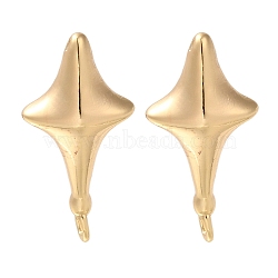 Brass Stud Earring Findings, with Loop, Star, Real 18K Gold Plated, 18x9mm, Hole: 1mm, Pin: 1mm(KK-U038-04G)