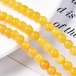 Natural Dyed Yellow Jade Gemstone Bead Strands, Round, Yellow, 6mm, Hole: 1mm, about 66pcs/strand, 15.7 inch(X-G-R271-6mm-Y07)