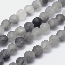 Frosted Natural Cloudy Quartz Round Beads Strands, 6mm, Hole: 1mm, about 63pcs/strand, 15.5 inch(X-G-F255-02-6mm)