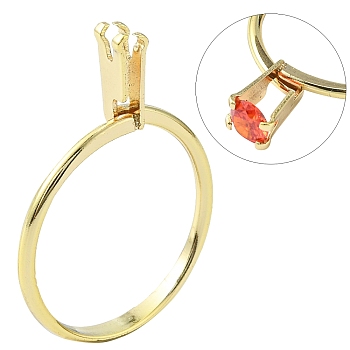 Zinc Alloy Cuff Ring Findings, Spring Type Ring Stone Holder, Ring Settings for Rhinestone, Golden, Inner Diameter: 18.5~19mm, Support: 10x4mm