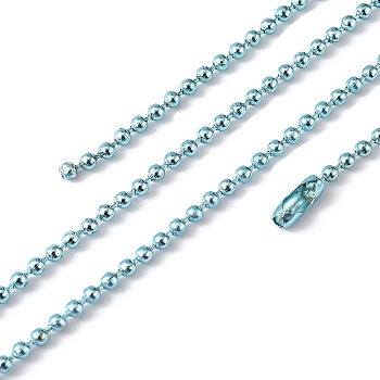 Iron Ball Bead Chains, Soldered, with Iron Ball Chain Connectors, Deep Sky Blue, 28 inch, 2.4mm