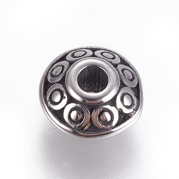 304 Stainless Steel Spacer Beads, Rondelle, Antique Silver, 8x4.5mm, Hole: 2mm