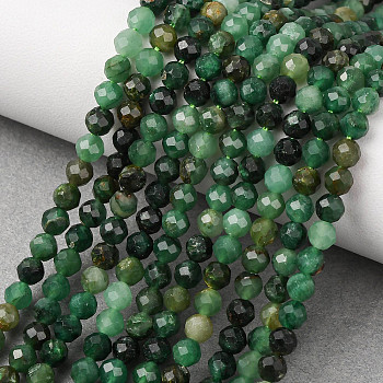 Natural Fuchsite Beads Strands, Round, Faceted, 4~4.5mm, Hole: 0.6~0.7mm, about 99~103pcs/strand, 14.96~15.43''(38~39.2cm)