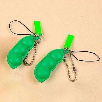 Rubber & Plastic Pease Keychain, Lime Green, 7x2cm