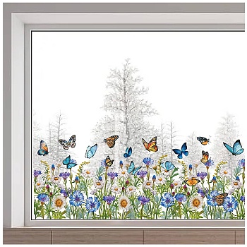 Electrostatic PVC Window Sticker, for Window Home Decoration, Flower, 390x1180mm