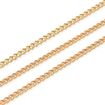 Handmade 304 Stainless Steel Enamel Curb Chains,Golden, with Spool, Unwelded, Long-Lasting Plated, Oval, Orange, 5x4x1.5mm, , 32.8 Feet(10m)/roll