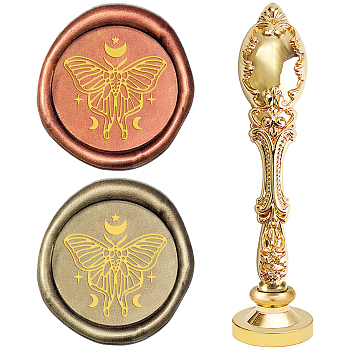 DIY Scrapbook, Brass Wax Seal Stamp and Alloy Handles, Butterfly Pattern, 103mm, Stamps: 2.5x1.45cm