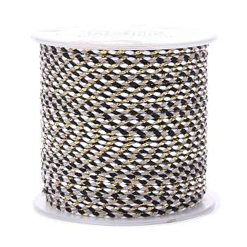 4-Ply Polycotton Cord, Handmade Macrame Cotton Rope, with Gold Wire, for String Wall Hangings Plant Hanger, DIY Craft String Knitting, Black, 1.5mm, about 21.8 yards(20m)/roll