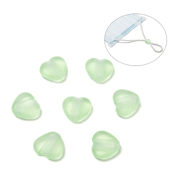 Heart Transparent PVC Plastic Cord Lock for Mouth Cover, Anti Slip Cord Buckles, Rope Adjuster, Pale Green, 9.5x10x3.5mm, Hole: 2x4mm