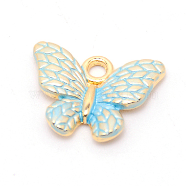 Light Gold Cyan Butterfly Alloy+Enamel Pendants