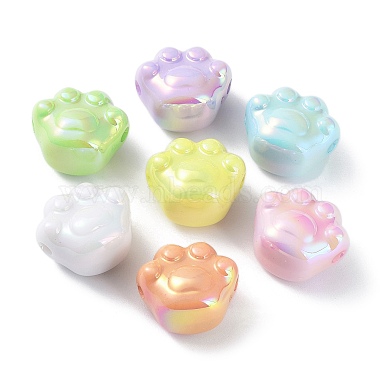 Mixed Color Paw Print Acrylic Beads