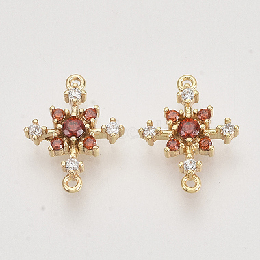 Real Gold Plated Red Snowflake Brass+Cubic Zirconia Links