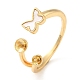 Butterfly  Brass with Shell Open Cuff Ring Component(KK-E055-03G-02)-1