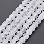 Crackle Glass Beads Strands, Frosted, Round, Clear, 8mm, Hole: 1.2mm, about 50~51pcs/strand, 15.35 inch(39cm)(GLAA-S192-D-008A)