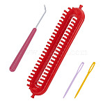 Oval Plastic Long Knitting Loom, Scarf Knitter Craft Handmade Tool Kit, Red, 26x5.1x1.2cm(DIY-WH0591-593)