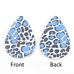 PU Leather Big Pendants, teardrop, Leopard Print Pattern, Colorful, 55x36x1.5mm, Hole: 1.5mm(FIND-T020-003G)