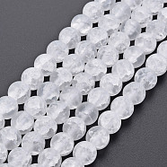 Crackle Glass Beads Strands, Frosted, Round, Clear, 8mm, Hole: 1.2mm, about 50~51pcs/strand, 15.35 inch(39cm)(GLAA-S192-D-008A)