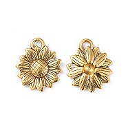 Tibetan Style Alloy Pendants, Cadmium Free & Lead Free, Sunflower , Antique Golden, 18x15.5x2.5mm, Hole: 2mm, about 413pcs/555g(TIBEP-R344-35AG-RS)