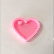 Heart DIY Pendant Silicone Molds, for Keychain Making, Resin Casting Molds, For UV Resin, Epoxy Resin Jewelry Making, Hot Pink, 44x52x9mm, Inner Diameter: 43x30mm(X-SIMO-PW0001-325E)