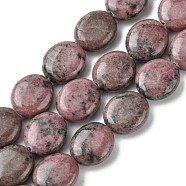 Natural Rhodonite Beads Strands, Flat Oval, 13~14x12x5.5~6mm, Hole: 1.2mm, about 29pcs/strand, 15.83''(40.2cm)(G-K365-B07-02)