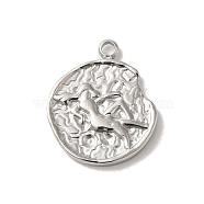 304 Stainless Steel Pendants, Textured Flat Round with Constellations Charm, Stainless Steel Color, Virgo, 17.5x15x2mm, Hole: 1.8mm(STAS-B074-08P-08)