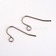316L Surgical Stainless Steel Earring Hooks, Ear Wire, with Horizontal Loop, Stainless Steel Color, 12x19mm, Hole: 2mm, 20 Gauge, Pin: 0.8mm(STAS-G229-08P-02)