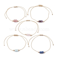 Natural Mixed Gemstone Column Braided Bead Bracelet, Nylon Thread Adjustable Bracelet, Inner Diameter: 3-7/8 inch(9.8cm)(BJEW-JB09762)