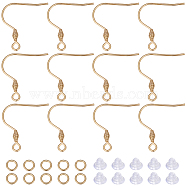 50Pcs 304 Stainless Steel Earring Hooks, Ear Wire, French Hooks with Coil, with 50Pcs Open Jump Rings & 50Pcs Plastic Ear Nuts, Real 18K Gold Plated, 21mm, Hole: 2mm, Pin: 0.8mm(DIY-BBC0001-32)