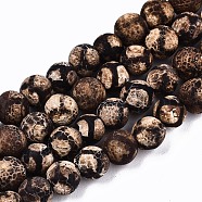 Tibetan Style dZi Beads Strands, Natural Agate Round Beads, Rust/Molten, 7.5~8.5mm, Hole: 1.2mm, about 48~49pcs/strand, 13.19 inch~13.58 inch(33.5cm~34.5cm)(G-T131-35)