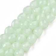 Imitation Jade Glass Beads Strands, Faceted, Teardrop, Pale Green, 4.5~5x4x4mm, Hole: 1mm, about 97~101pcs/strand, 16.54~18.5 inch(42~47cm)(GLAA-N045-002-B01)