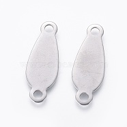 201 Stainless Steel Links, Teardrop, Stainless Steel Color, 21x7x0.6mm, Hole: 1.8mm(STAS-F231-093P)