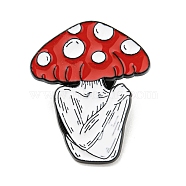 Mushroom Elf Enamel Pins, Black Alloy Brooches for Backpack Clothes, Red, 29.5x25x1.5mm(JEWB-P021-C03)