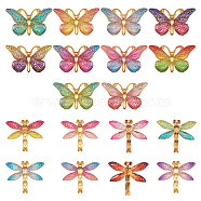 DIY Plastic Pendants, Butterfly & Dragonfly, Mixed Color, 36pcs/set(KY-TA0001-10)