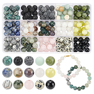 180Pcs 15 Styles Natural Mixed Gemstone Beads Sets, Round, 10~10.5mm, Hole: 1~1.5mm, 12pcs/style(G-NB0005-17)