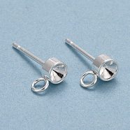 304 Stainless Steel Stud Earring Findings, with Loop, For Pointed Back Rivoli Rhinestone
, Stainless Steel Color, Tray: 3.5mm, 7x4x2mm, Hole: 2mm, Pin: 0.8mm(STAS-H410-04P-A)