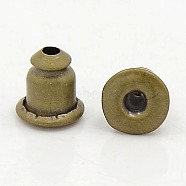 Brass Ear Nuts, Earring Backs, Plated with Brass Outside, Lead Free and Nickel Free, Antique Bronze, 5x5mm(KK-EC028-AB-FF)