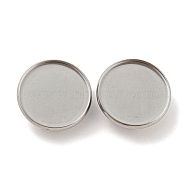 304 Stainless Steel Brooch Base Settings, Flat Round, Stainless Steel Color, 22x2mm, Tray: 20mm(FIND-D035-04D-P)
