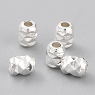 Brass Beads, Long-Lasting Plated, Barrel, 925 Sterling Silver Plated, 4x3mm, Hole: 1.2mm(KK-O133-300B-S)