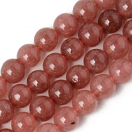 Natural Quartz Beads Strands, Dyed & Heated, Imitation Strawberry Quartz Color, Round, FireBrick, 10~10.5mm, Hole: 1.2mm, about 38pcs/Strand, 14.57 inch(37cm)(G-T129-01-10mm)