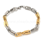 Two Tone 304 Stainless Steel Arch Link Chain Bracelet, Golden & Stainless Steel Color, 8-3/4 inch(22.1cm), Wide: 7.5mm(BJEW-B078-05GP)