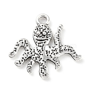 Tibetan Style Alloy Pendants, Octopus Charm, Antique Silver, 19x19.5x2mm, Hole: 1.8mm, about 403pcs/500g(PALLOY-P293-078AS)