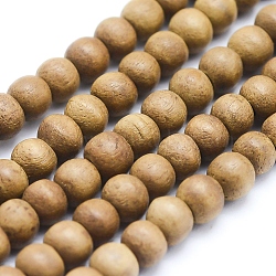 Natural Camphor Wood Beads Strands, Round, Dyed, 8mm, Hole: 1mm, about 50pcs/strand, 15.7 inch(40cm)(WOOD-P011-10-8mm)