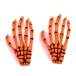 Halloween Skeleton Hands Bone Hair Clips, Plastic & Iron Alligator Hair Clips, Orange, 72x41x6mm(PHAR-H063-A04)
