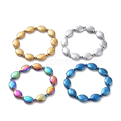 Synthetic Hematite Oval Beaded Stretch Bracelet for Men Women, Mixed Color, Inner Diameter: 2-1/4 inch(5.6cm)(G-C006-12)