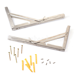 304 Stianless Steel Folding Shelf Brackets, with Plastic Plus & Iron Screws, Stainless Steel Color, 1.6~35x0.65~3.7x0.65~2.4cm, 20pcs/set(SW-TAC0001-14P)