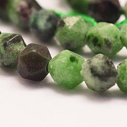 Natural Ruby in Zoisite Beads Strands, Polygon, Faceted, 9.5~10x10mm, Hole: 1mm; about 40pcs/strand, 15.28''(38.8cm)(G-E359-13-10mm)