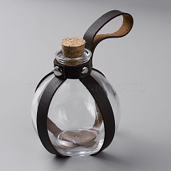 Dark Magic Cork Potion Bottle, Witch and Wizard Potions Glass Holder with Imitation Leather Harness with Holster Loops, Costume Accessories, Coffee, 16cm(AJEW-WH0415-80B)